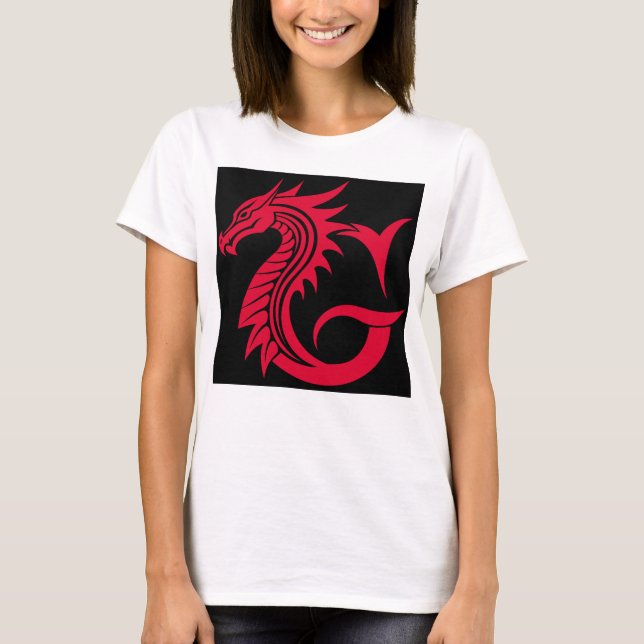 Dragon Styled Letter G, Dragon Alphabet, Monogram T-Shirt (Front)
