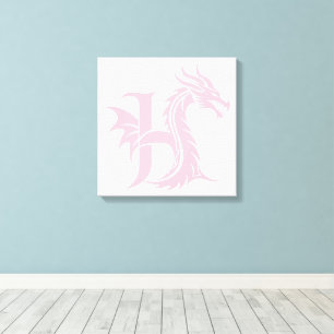 Dragon Styled Letter H, Dragon Alphabet, Monogram Canvas Print