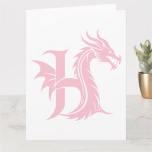 Dragon Styled Letter H, Dragon Alphabet, Monogram Card