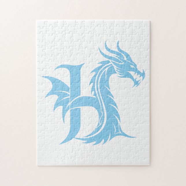 Dragon Styled Letter H, Dragon Alphabet, Monogram Jigsaw Puzzle (Vertical)