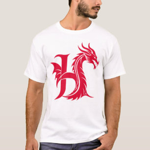Dragon Styled Letter H, Dragon Alphabet, Monogram T-Shirt