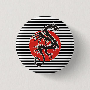 Dragon Sun - black red white + your ideas 1 Inch Round Button