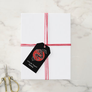 Dragon Sun - black red white + your ideas Gift Tags