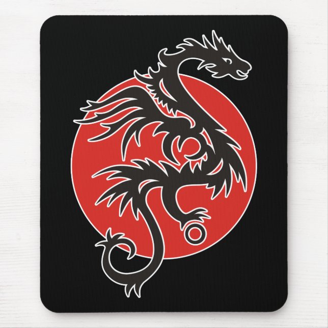 Dragon Sun - black red white + your ideas Mouse Pad (Front)