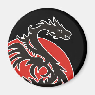 Dragon Sun Power - black red white + your ideas Magnet
