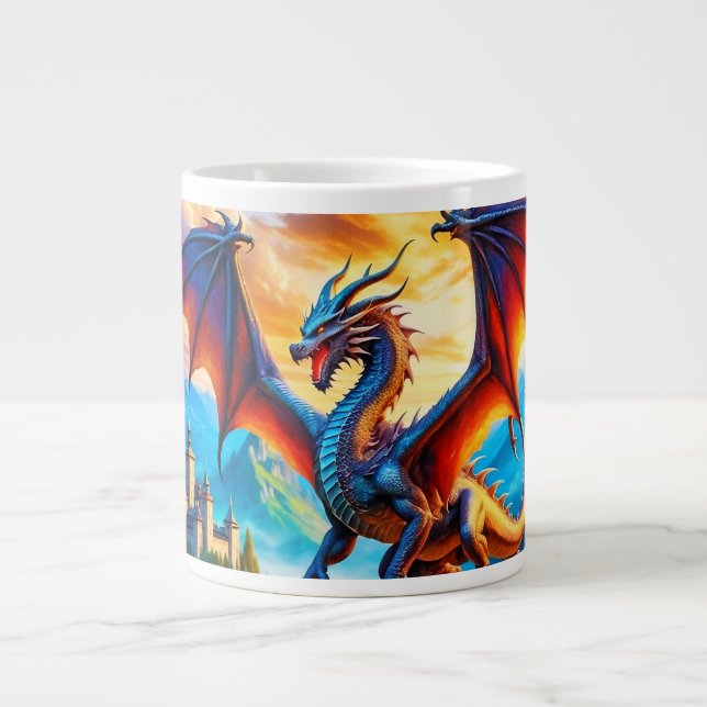 Dragon Sur La Mug De Café Du Village (Devant)