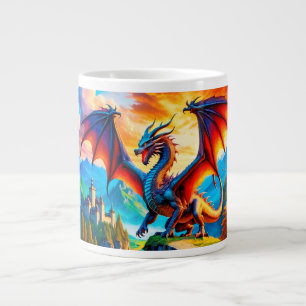 Dragon Sur La Mug De Café Du Village