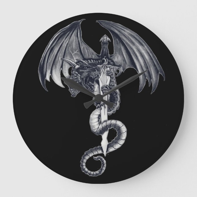 Dragon & Sword Wall Clock (Front)