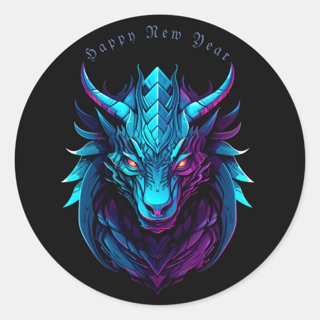 Dragon symbol, personalized classic round sticker (Front)