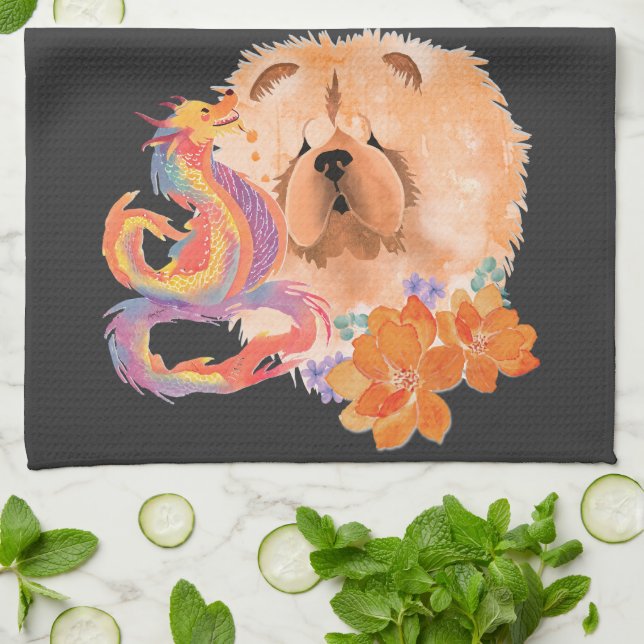 DRAGON-TALEZ CHOW Year of the Dragon Kitchen Towel (Folded)