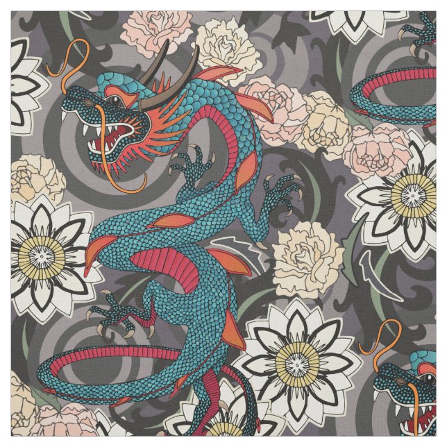 dragon tattoo dark fabric (Swatch)