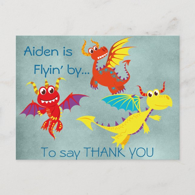 Dragon THANK YOU postcard (personalize) (Front)