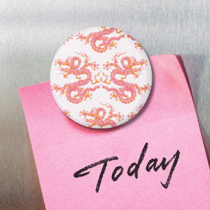 Dragon Tourbillonnant Rose et Orange Magnet
