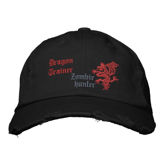 Dragon trainer/ zombie hunter embroidered hat (Front)
