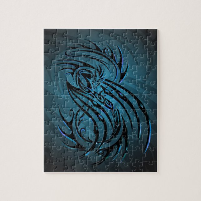 dragon  tribal puzzle cool tattoo (Vertical)