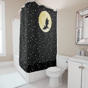 Dragon,Twinkling stars, Moon, Midnight black stary