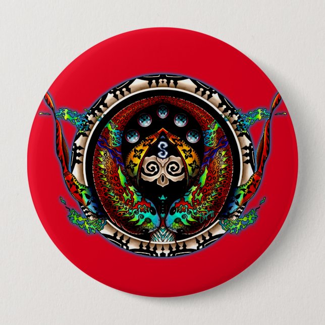 Dragon Twins 4 Inch Round Button (Front)