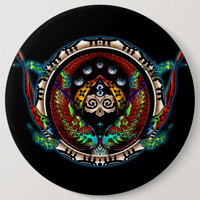 Dragon Twins 6 Inch Round Button (Front)