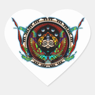 Dragon Twins Heart Sticker