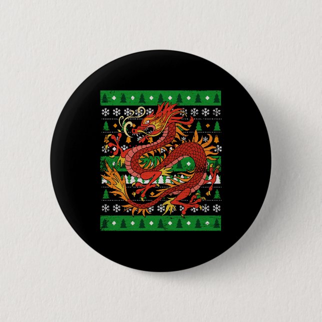 Dragon Ugly Christmas 2 Inch Round Button (Front)