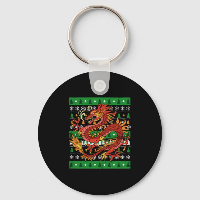 Dragon Ugly Christmas Keychain (Front)