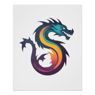 Dragon Vector Art Animal Modern Urban City Graphic Poster
