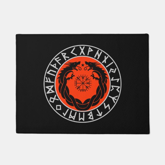 Dragon Viking Rune Protection Doormat (Front)