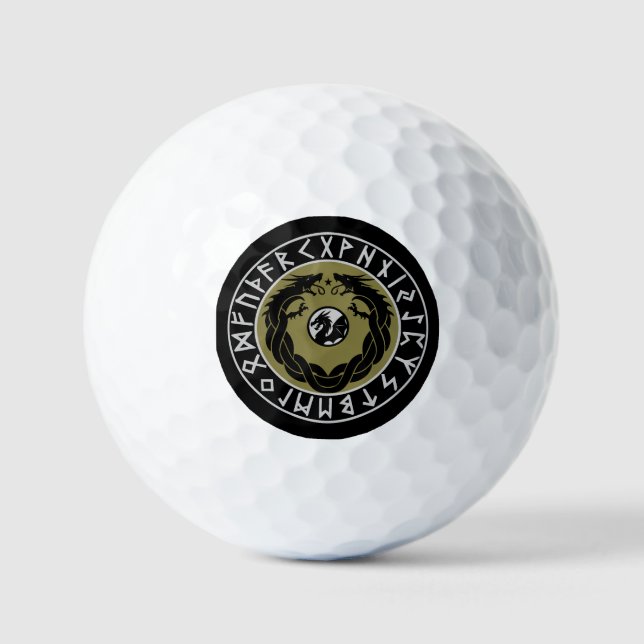 Dragon Viking Rune Protection Golf Balls (Front)