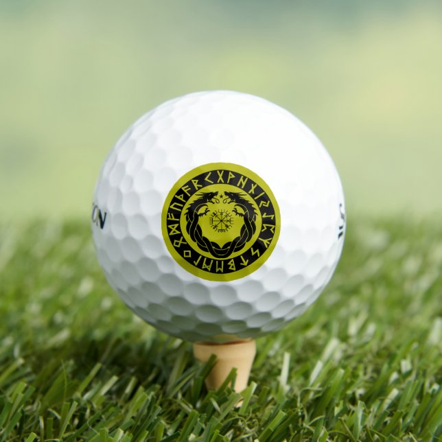 Dragon Viking Rune Protection Golf Balls (Insitu Tee)