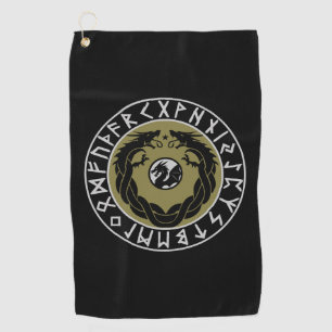 Dragon Viking Rune Protection Golf Towel