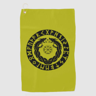 Dragon Viking Rune Protection Golf Towel