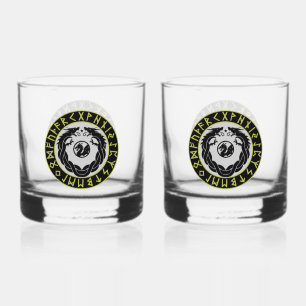 Dragon Viking Rune Protection Whiskey Glass