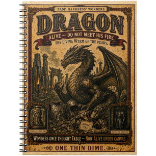 Dragon, Vintage Circus Monster Notebook