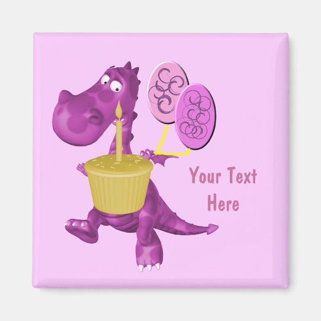 Dragon Violet Avec Ballons De Cupcake Magnet (Devant)