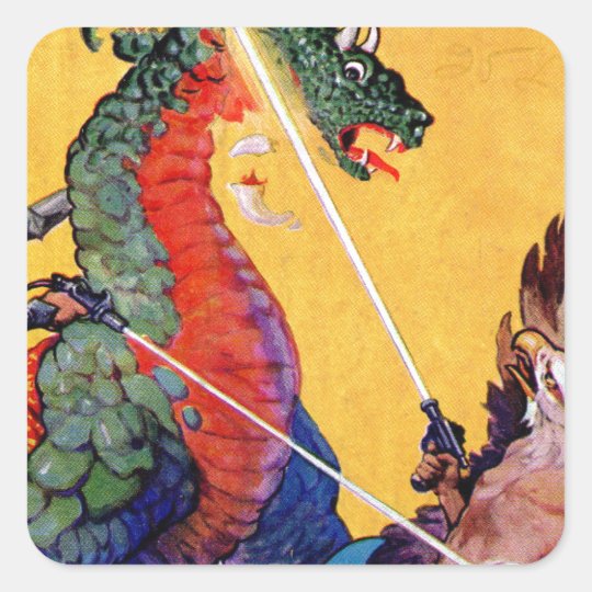 Dragon vs. Eagle Man Square Sticker