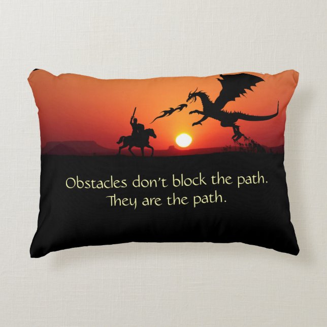 Dragon vs Knight Inspirational Motivational Accent Pillow (Front)