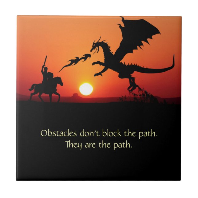 Dragon vs Knight Inspirational Motivational Tile (Front)