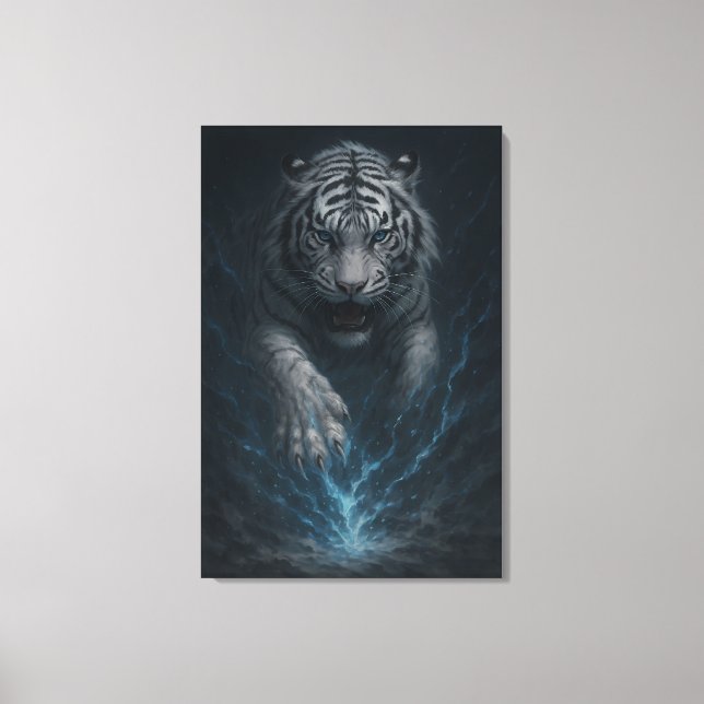 Dragon vs White Tiger – Mystical Fantasy Wall Art  (Front)