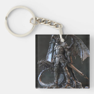 Dragon Warrior customized name and date Keychain