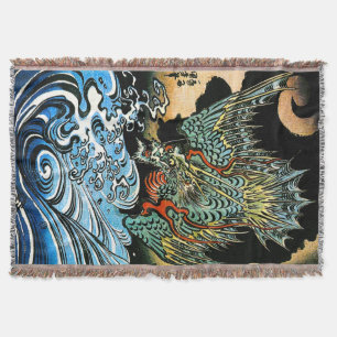 Dragon & Water Spirit Kuniyoshi Japanese Fine Art Throw Blanket