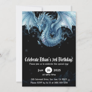 Dragon Watercolor Birthday Invitation
