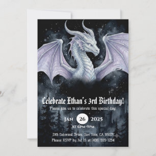 Dragon Watercolor Birthday Invitation
