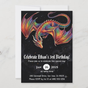 Dragon Watercolor Birthday Invitation