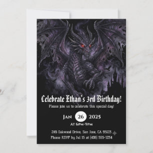 Dragon Watercolor Birthday Invitation