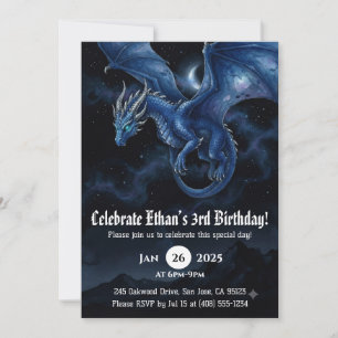 Dragon Watercolor Birthday Invitation