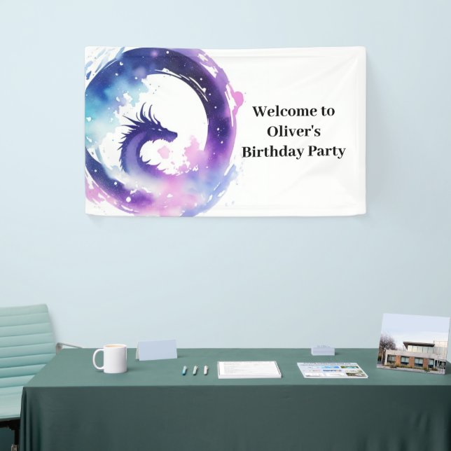 Dragon Whimsy Wonderland Bannière d'anniversaire (Salon professionnel)
