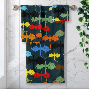 Dragon Wing Blue Flight Fantasy Bath Towel Set