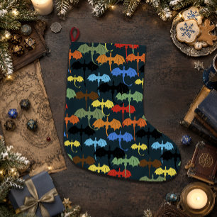 Dragon Wing Blue Flight Fantasy Large Christmas Stocking