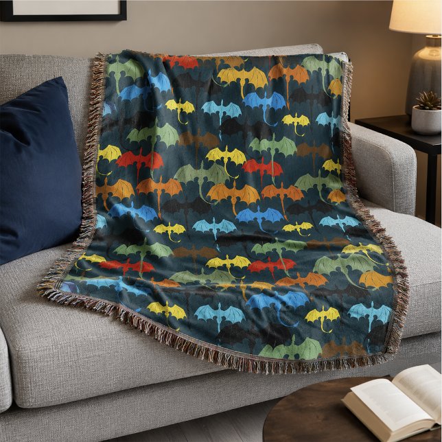  Dragon Wing Blue Flight Fantasy Throw Blanket (Creator Uploaded)