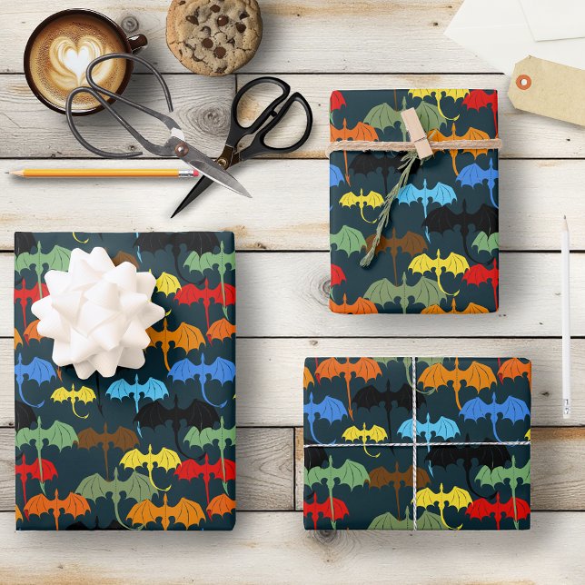  Dragon Wing Blue Flight Fantasy Wrapping Paper Sheet (Creator Uploaded)